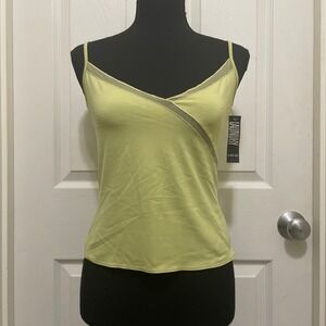 Vintage Laundry by Shelli Segal Tank Top Cami Green Mesh Trim 90s Y2K NWT USA M